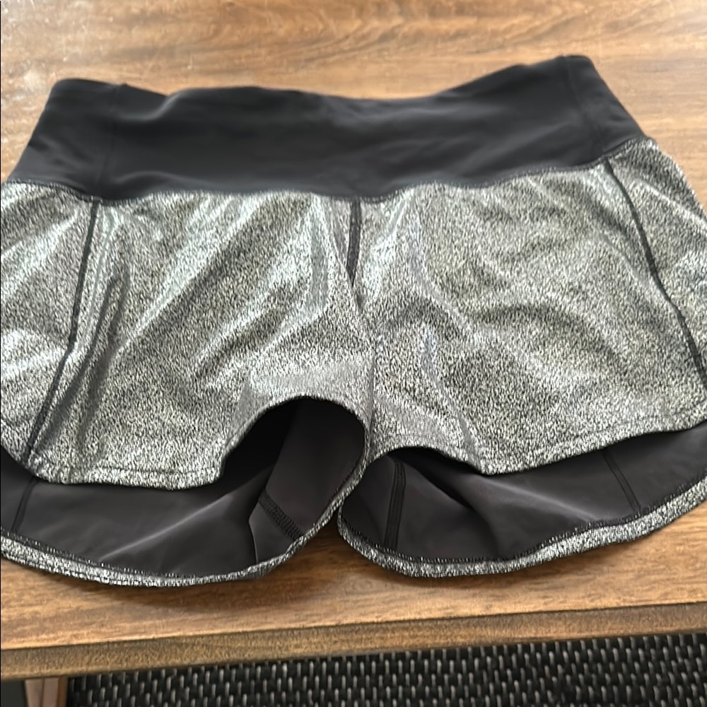 lululemon athletica Silver and Black Athletic Shorts size 4